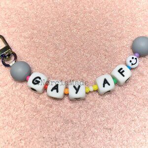 G@Y AF: Silicone Offensive Keychain: Grey & Rainbow